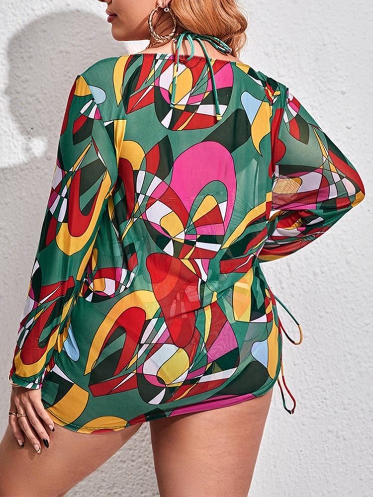 Biquini estampado plus size con vestido Carina-Laurene.es
