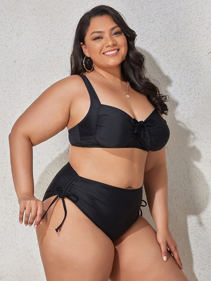 Biquini plus size con lazadas fruncidas Roche-Laurene.es