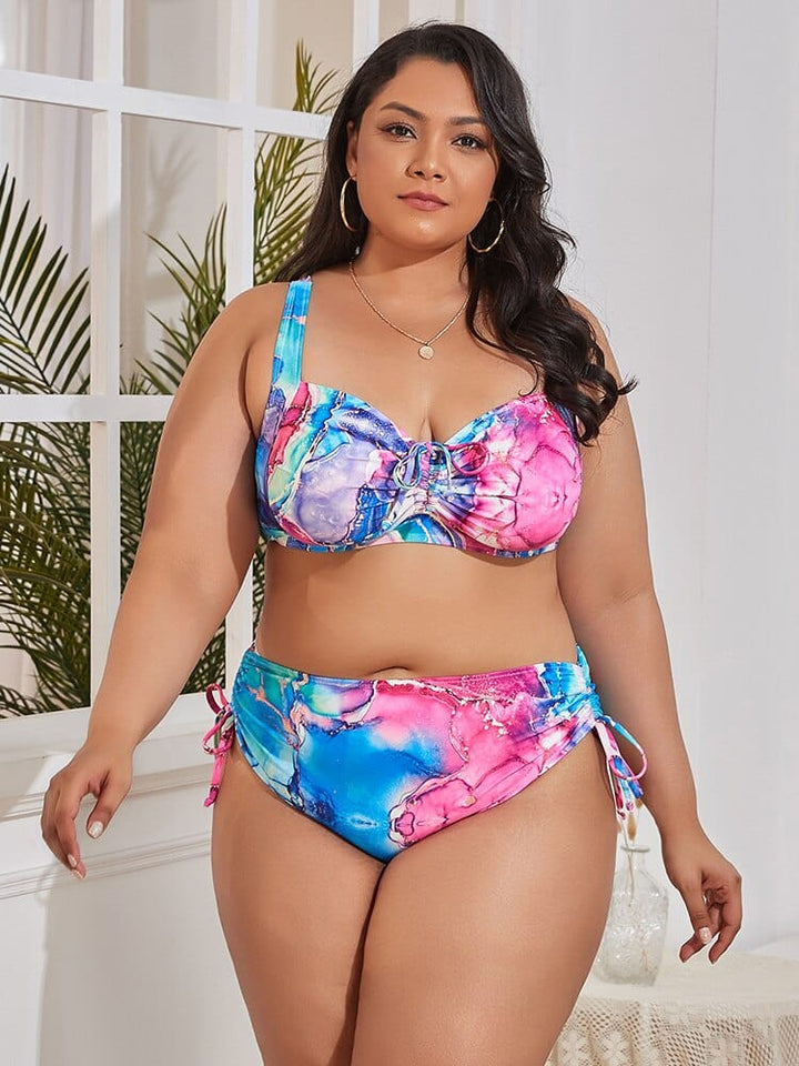 Biquini plus size con lazadas fruncidas Roche-Laurene.es