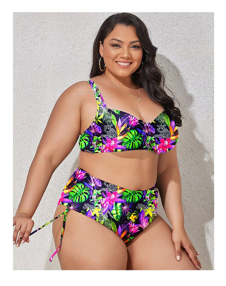 Biquini plus size con lazadas fruncidas Roche-Laurene.es