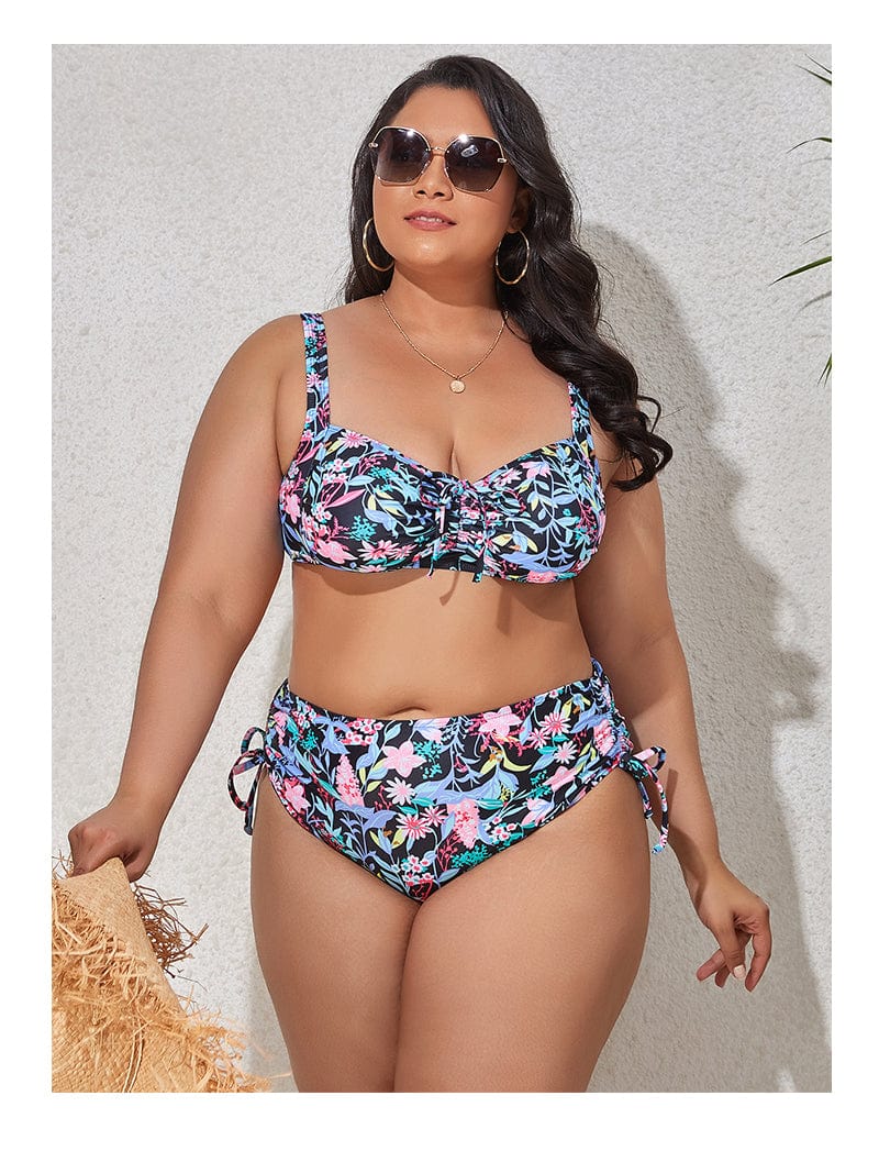 Biquini plus size con lazadas fruncidas Roche-Laurene.es