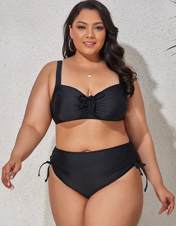 Biquini plus size con lazadas fruncidas Roche-Laurene.es