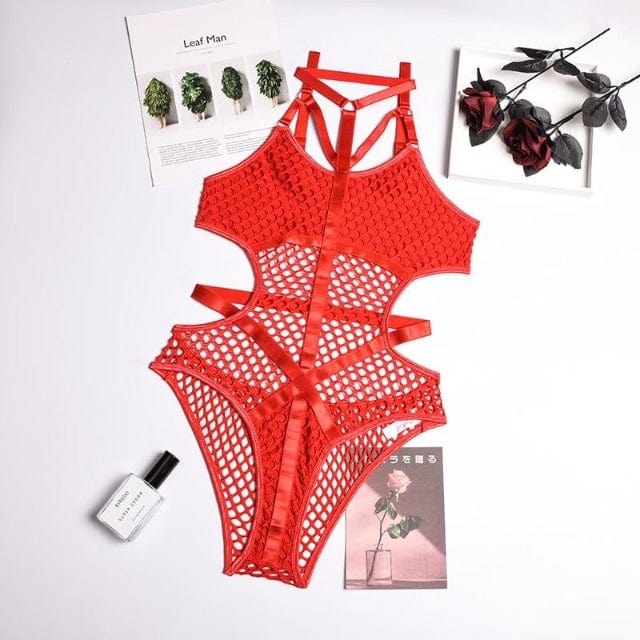 Body de rejilla con cintas Gabrielle-Laurene.es