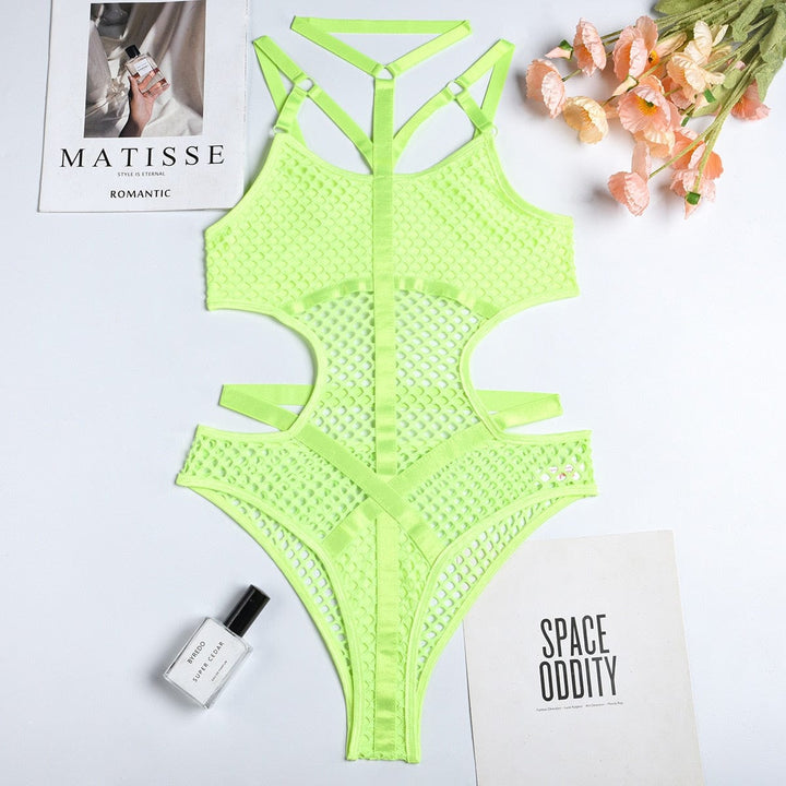 Body de rejilla con cintas Gabrielle-Laurene.es