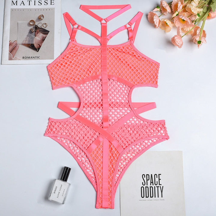 Body de rejilla con cintas Gabrielle-Laurene.es