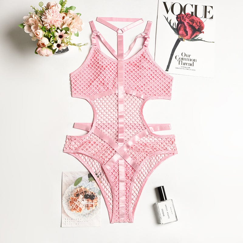 Body de rejilla con cintas Gabrielle-Laurene.es