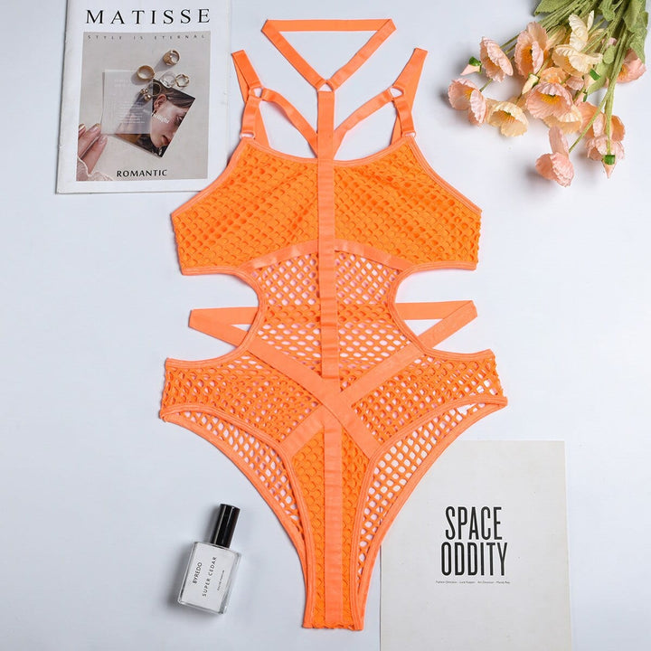 Body de rejilla con cintas Gabrielle-Laurene.es