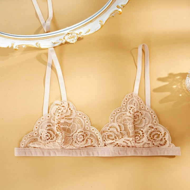 Bralette de encaje con copa triangular-Laurene.es