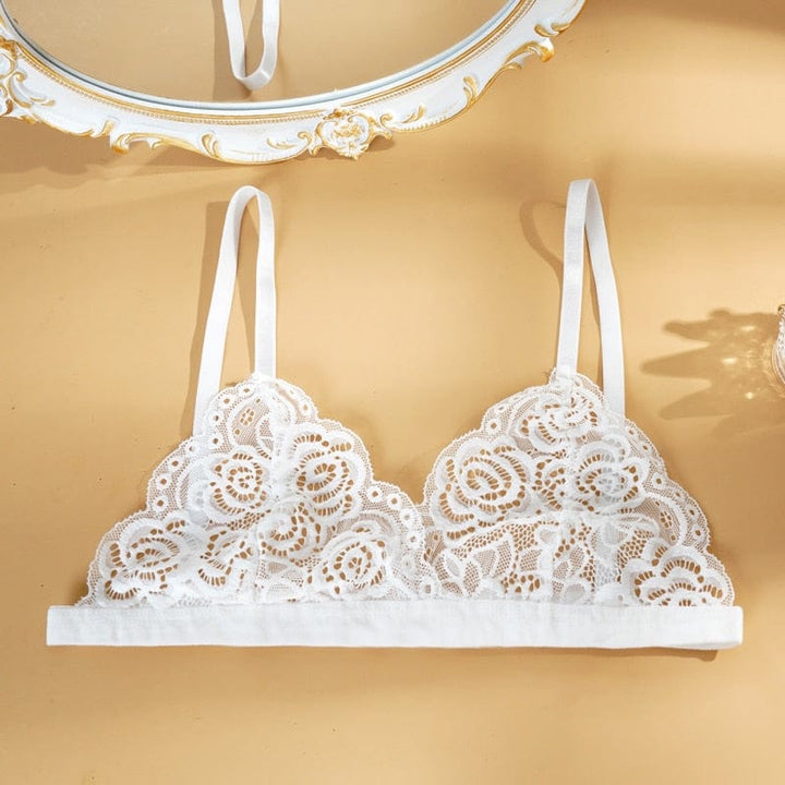 Bralette de encaje con copa triangular-Laurene.es