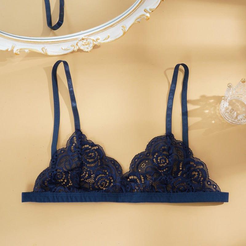 Bralette de encaje con copa triangular-Laurene.es
