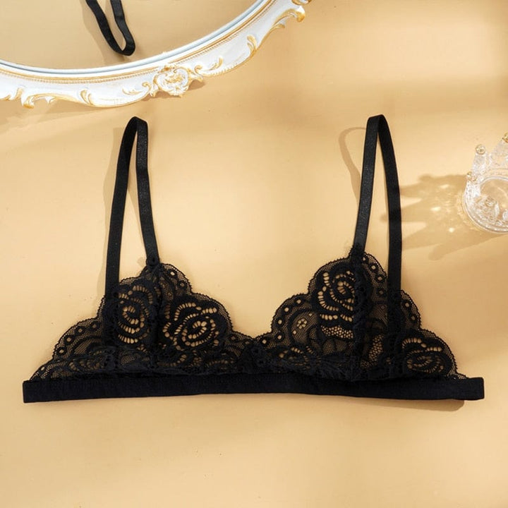 Bralette de encaje con copa triangular-Laurene.es