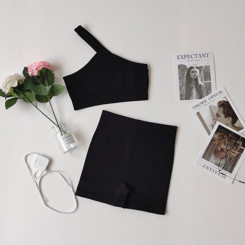 Conjunto deportivo con top de un sólo hombro-Laurene.es