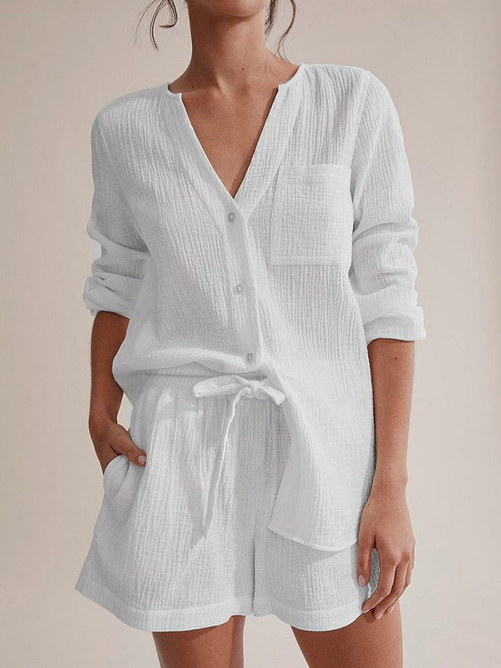 Pijama blanco de dos piezas-Laurene.es