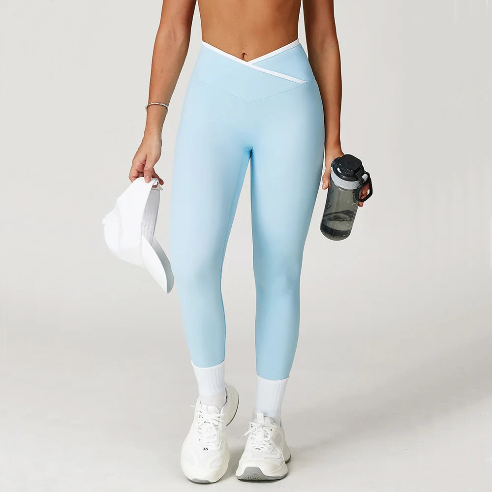 Leggings con ribete blanco