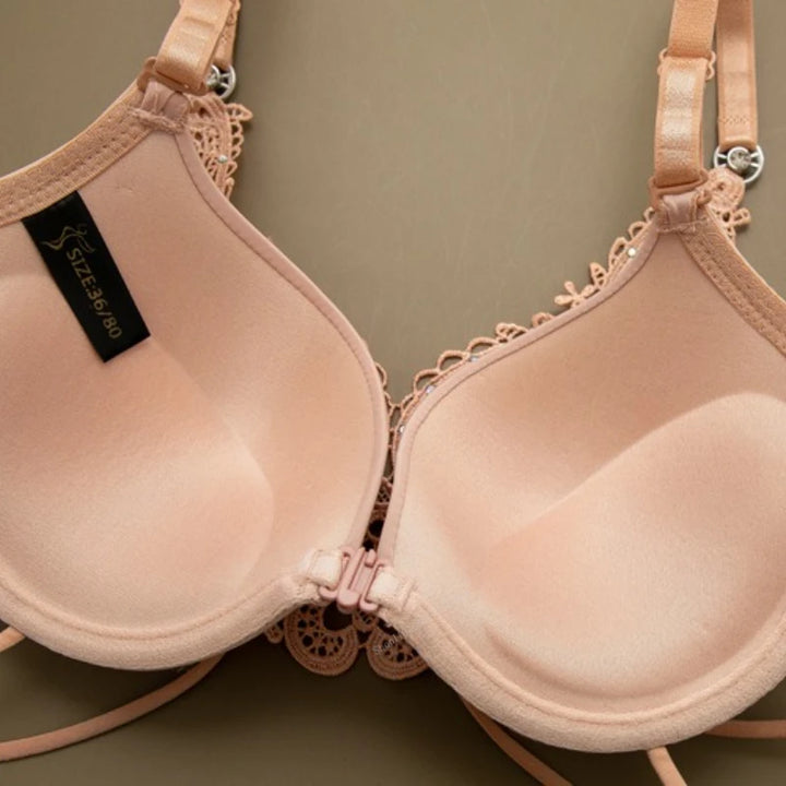 Sujetador con cierre frontal y bordado en espalda