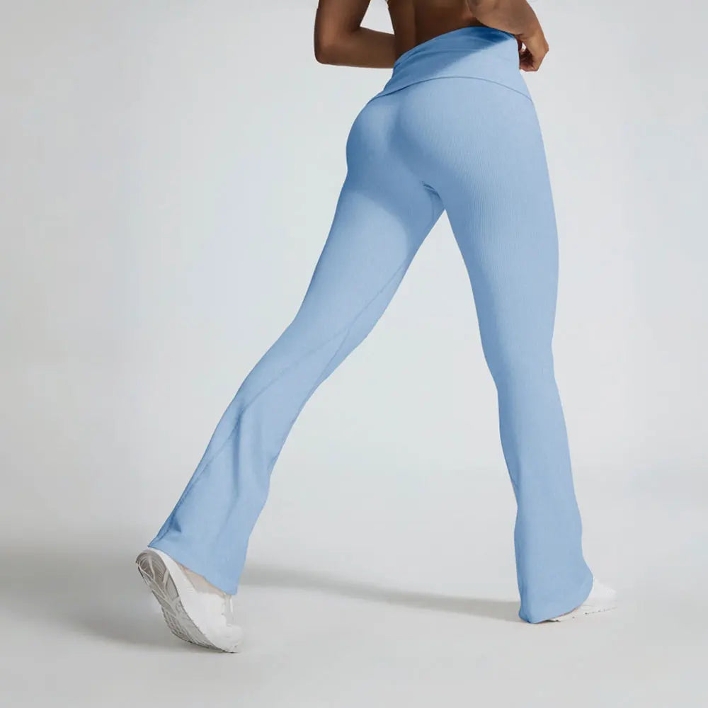 Pantalones de campana con cintura arrugada