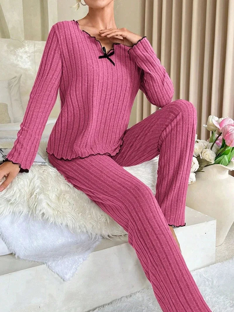 Pijama acanalado de tejido cálido
