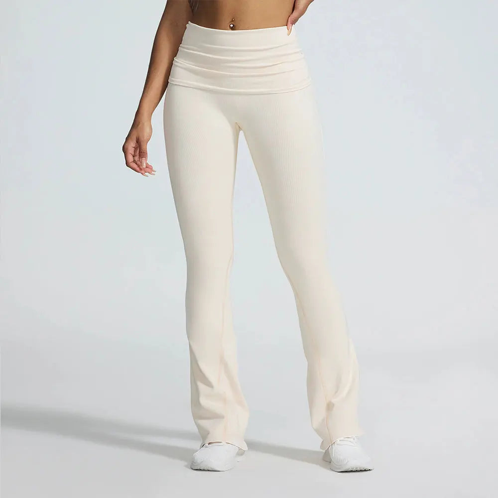 Pantalones de campana con cintura arrugada