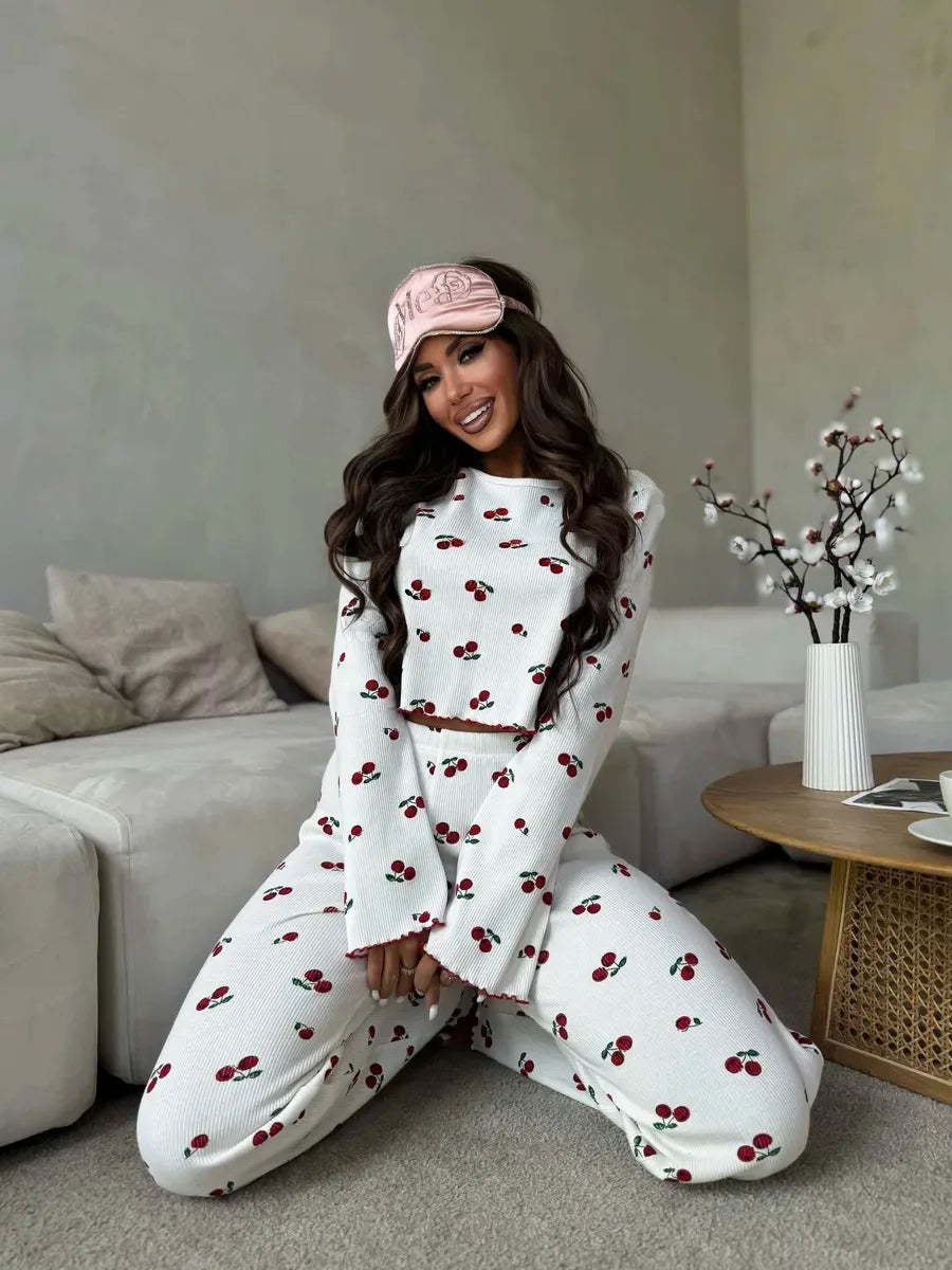 Pijama de punto acanalado con estampado
