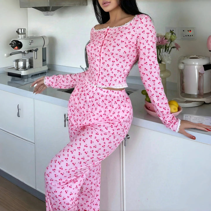 Pijama con estampado de cereza