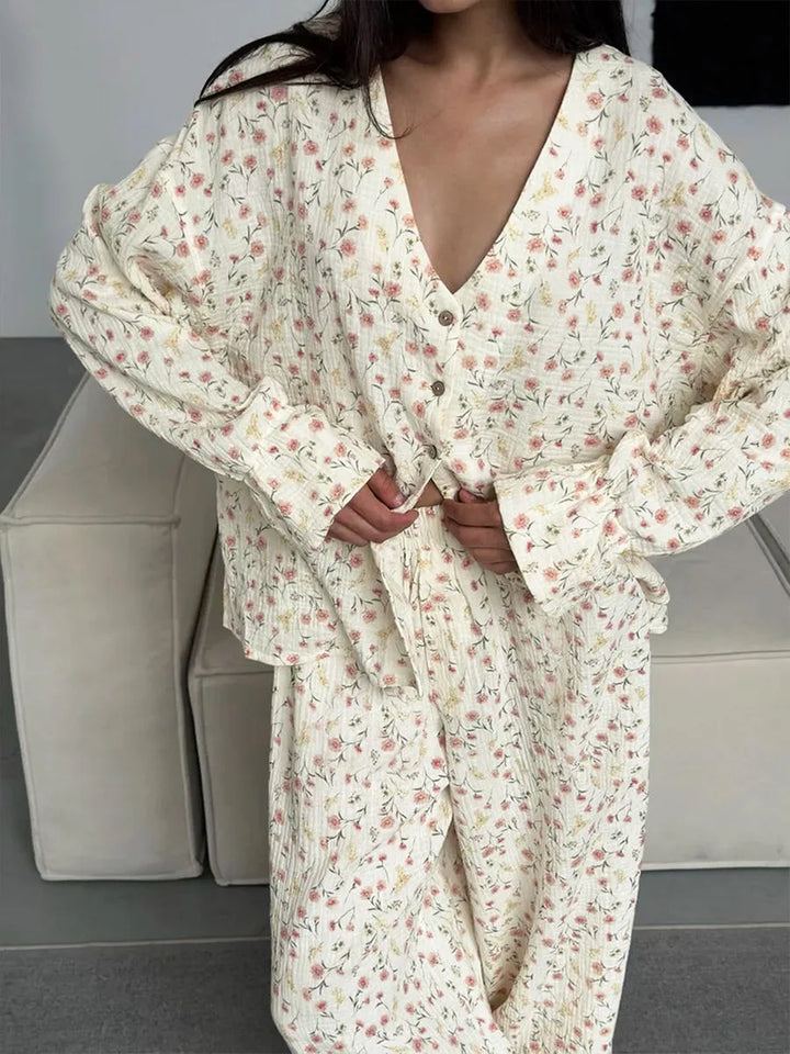 Conjunto de muselina con estampado de florecitos