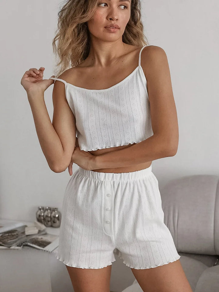 Conjunto de 3 piezas con pantalones cortos y cárdigan