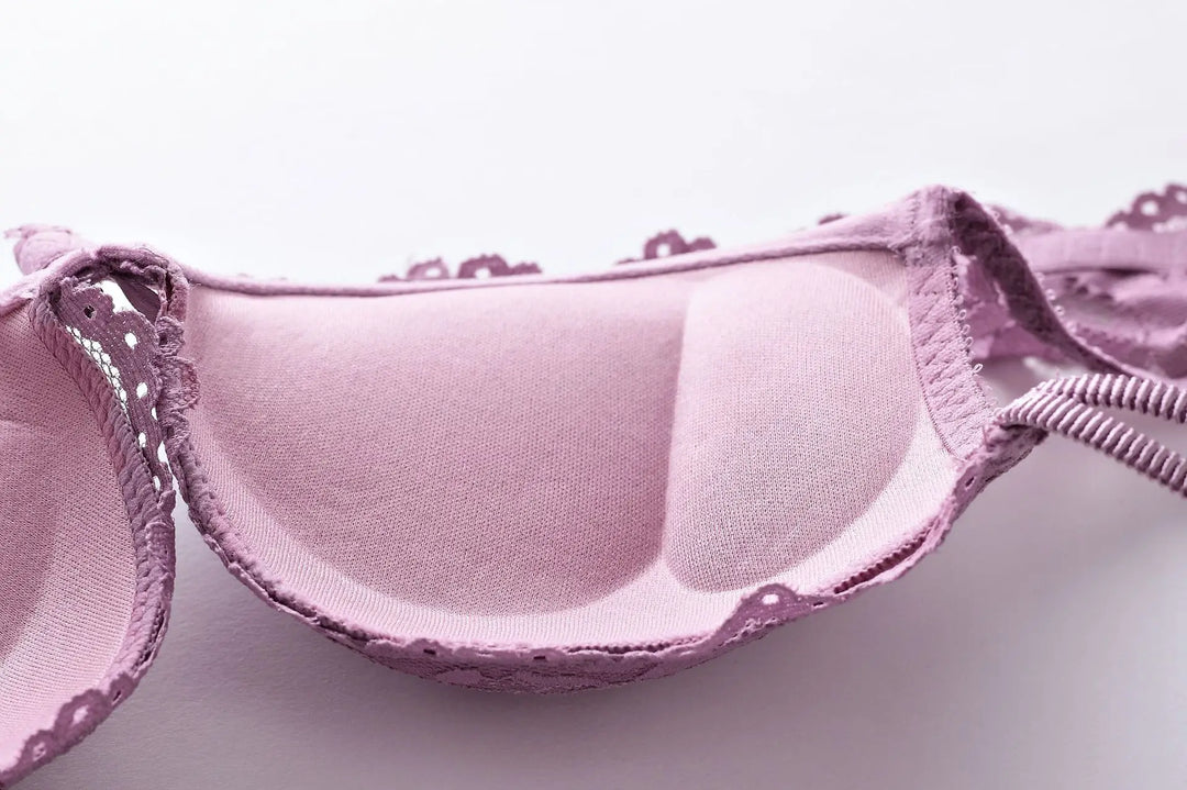 Sujetador con franja de encaje y detalle metálico con lacito