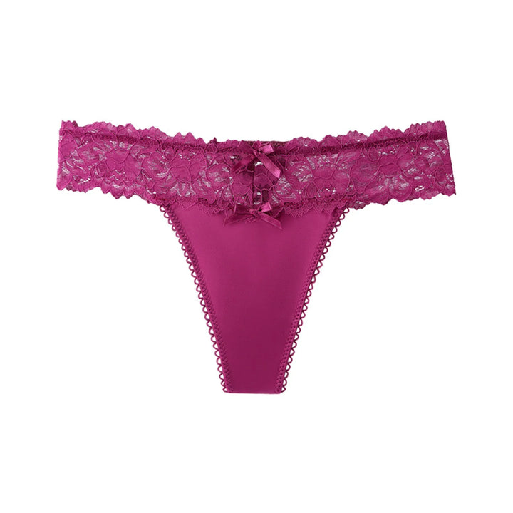 Tanga con franja de encaje y lacitos