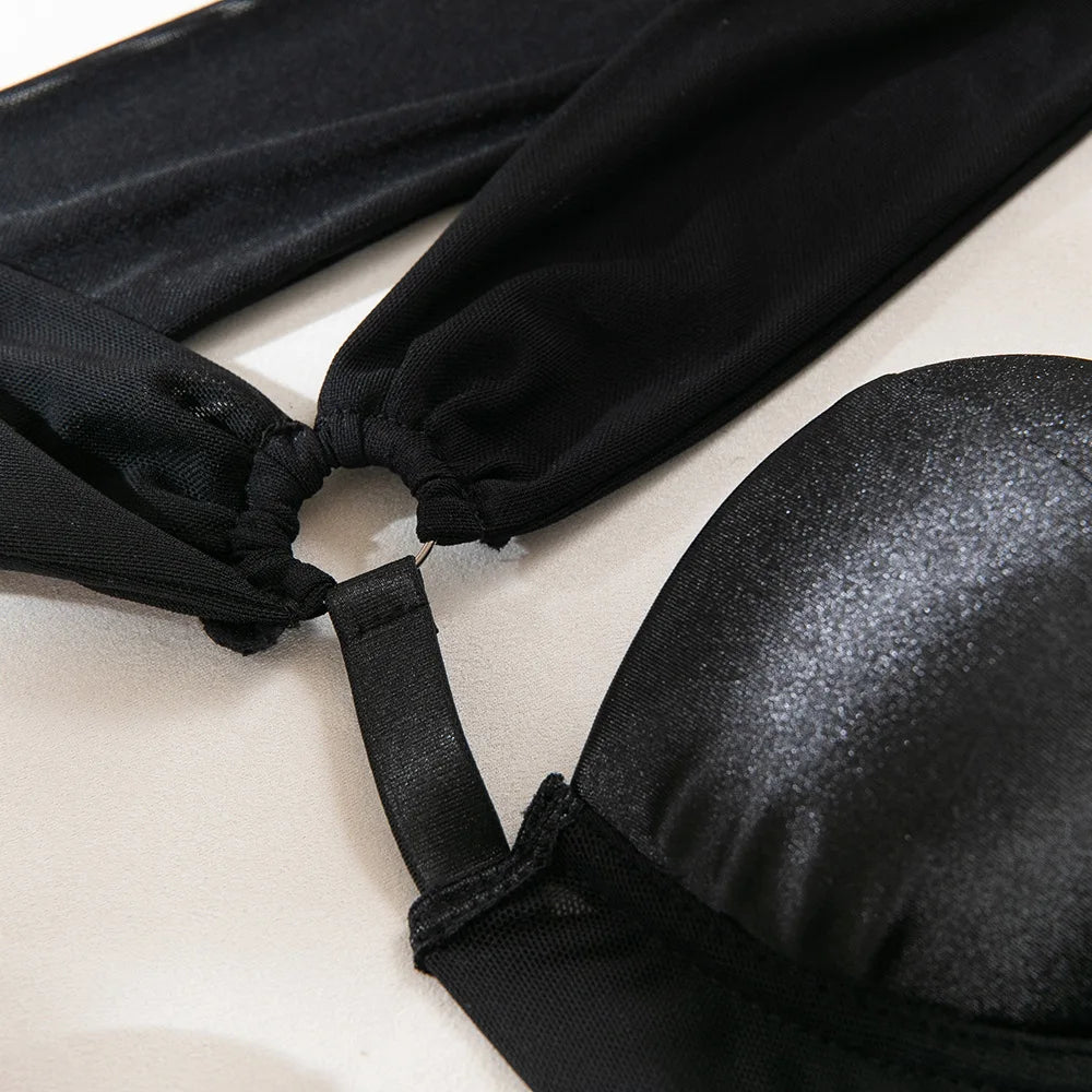 Body asimétrico con manga larga