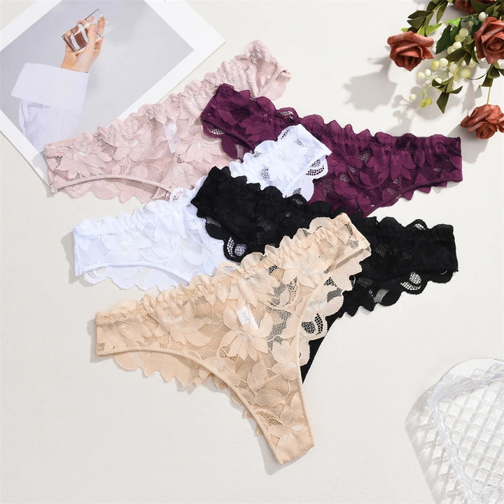 Paquete de 5 braguitas con bordado floral