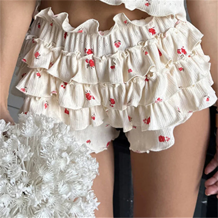 Conjunto de volantes con estampado de flores
