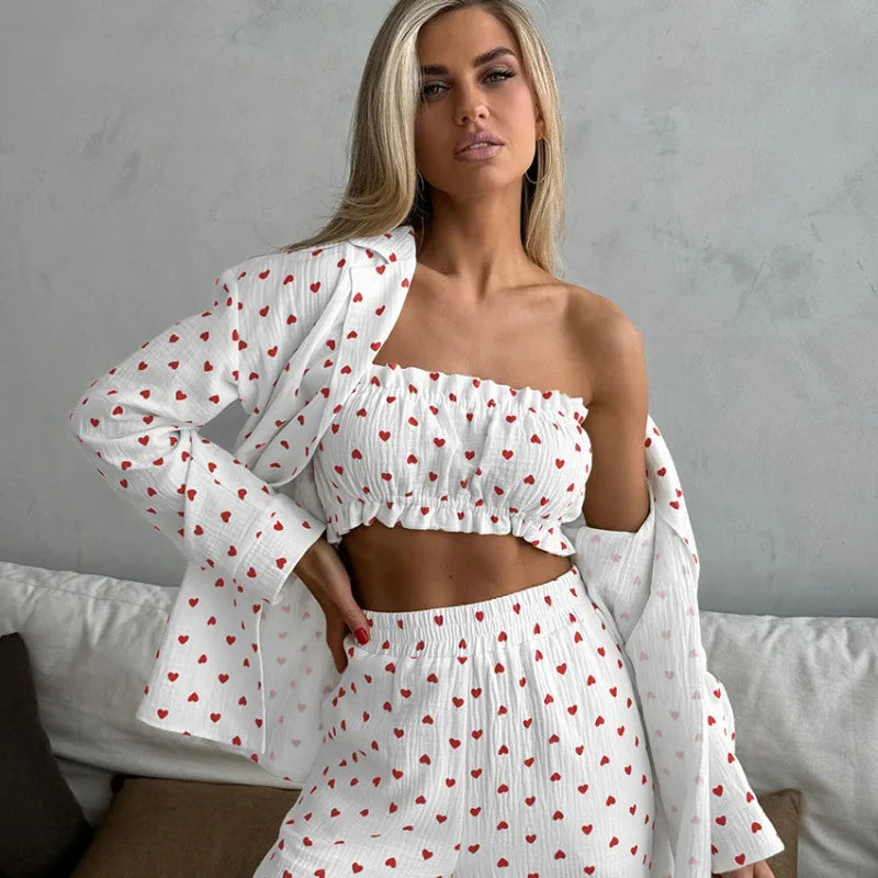 Conjunto de muselina de 3 piezas con estampado