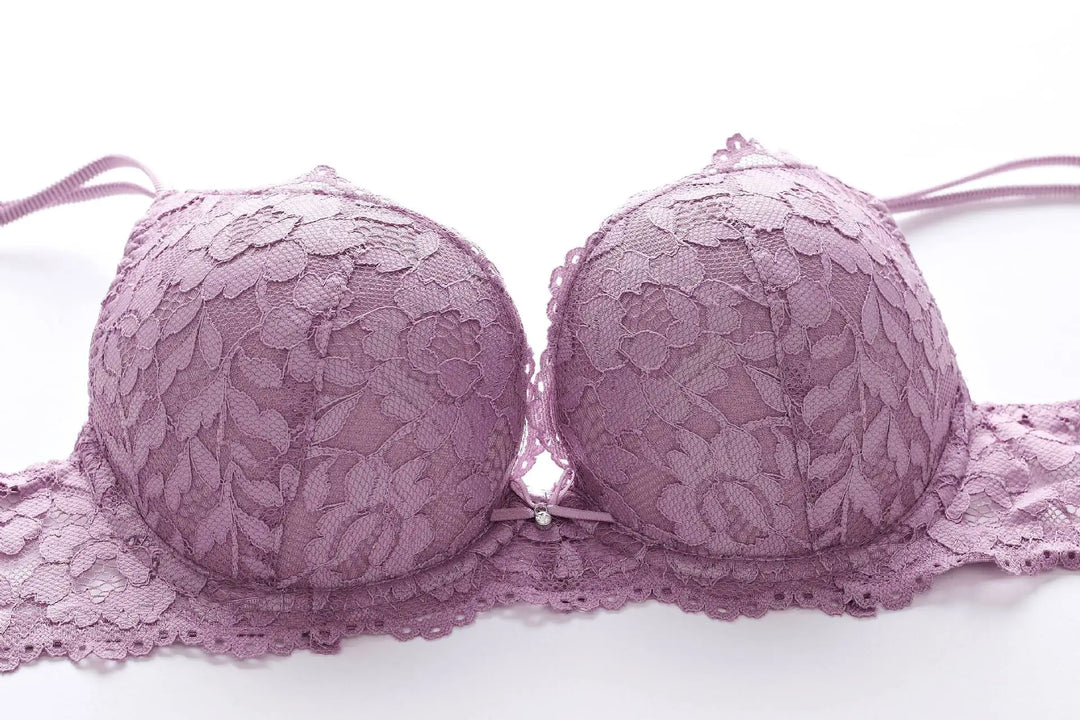 Sujetador con franja de encaje y detalle metálico con lacito