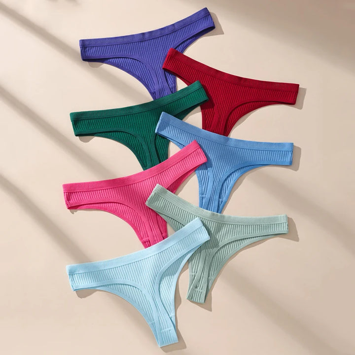 Paquete de 7 tangas de punto acanalado