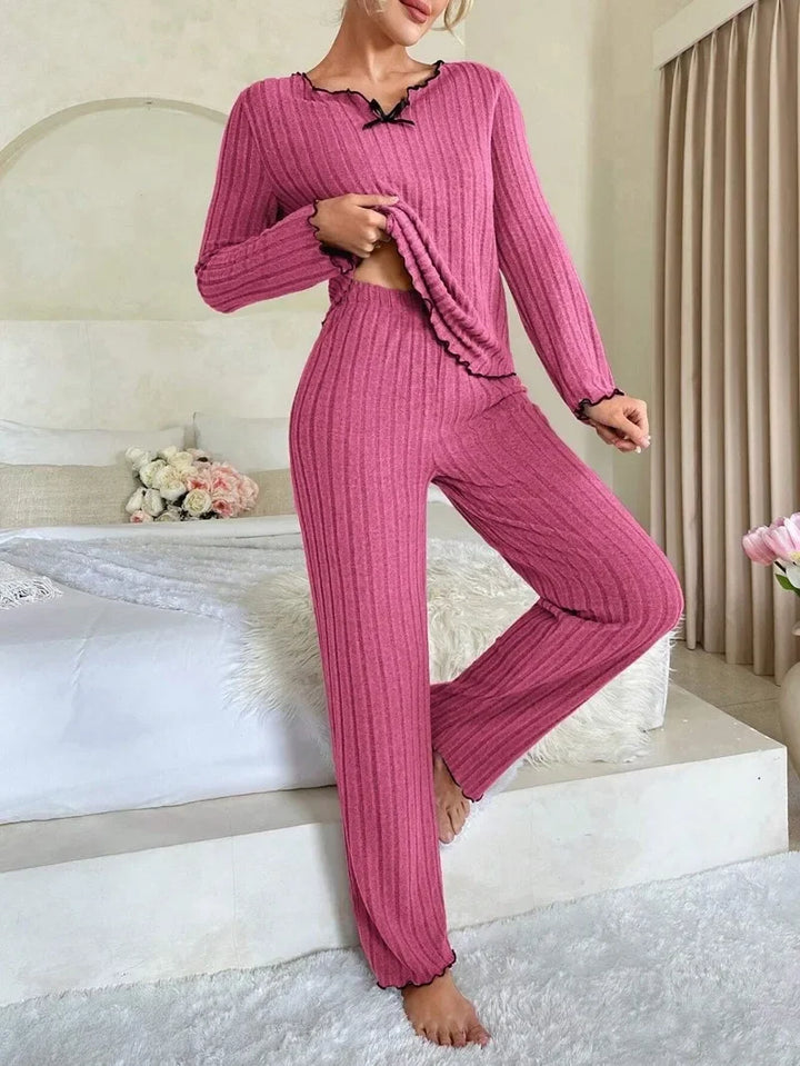Pijama acanalado de tejido cálido