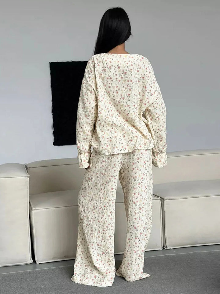 Conjunto de muselina con estampado de florecitos