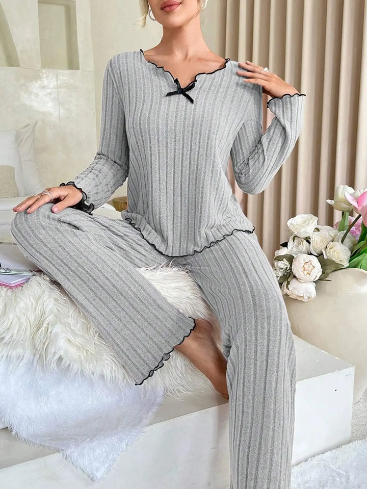 Pijama acanalado de tejido cálido