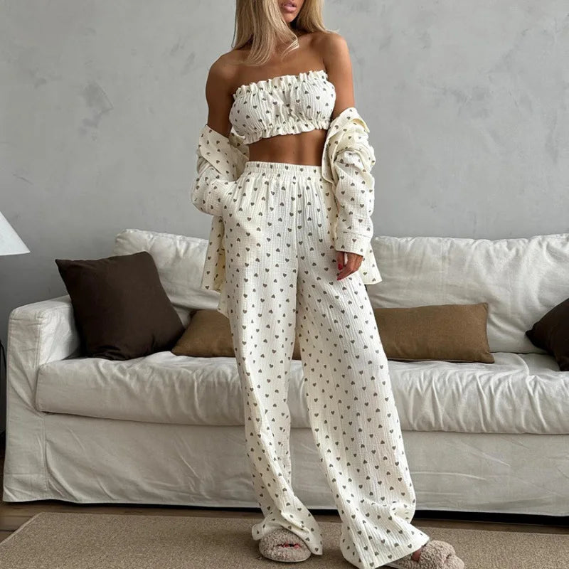 Conjunto de muselina de 3 piezas con estampado