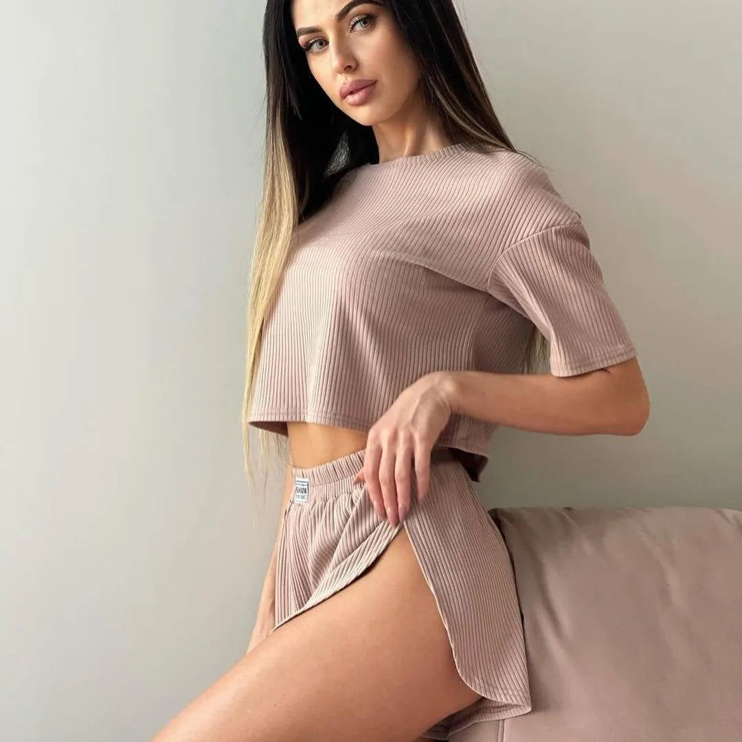 Pijama de punto acanalado