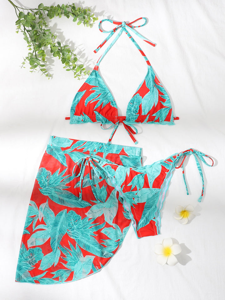 Biquini con pareo y estampado