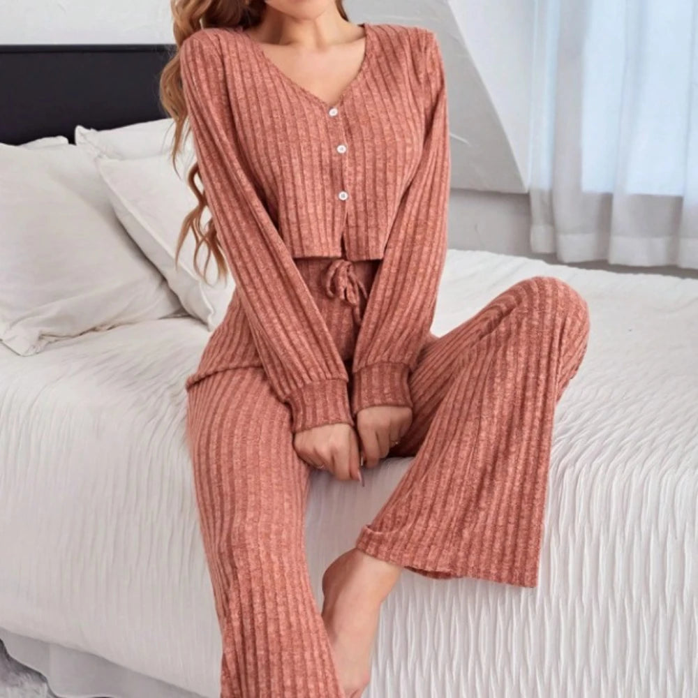 Pijama cálido de punto acanalado