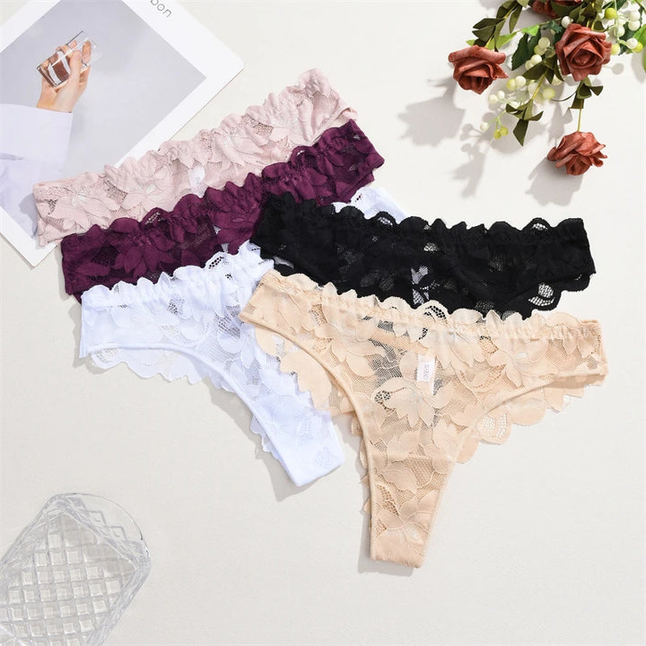 Paquete de 5 braguitas con bordado floral