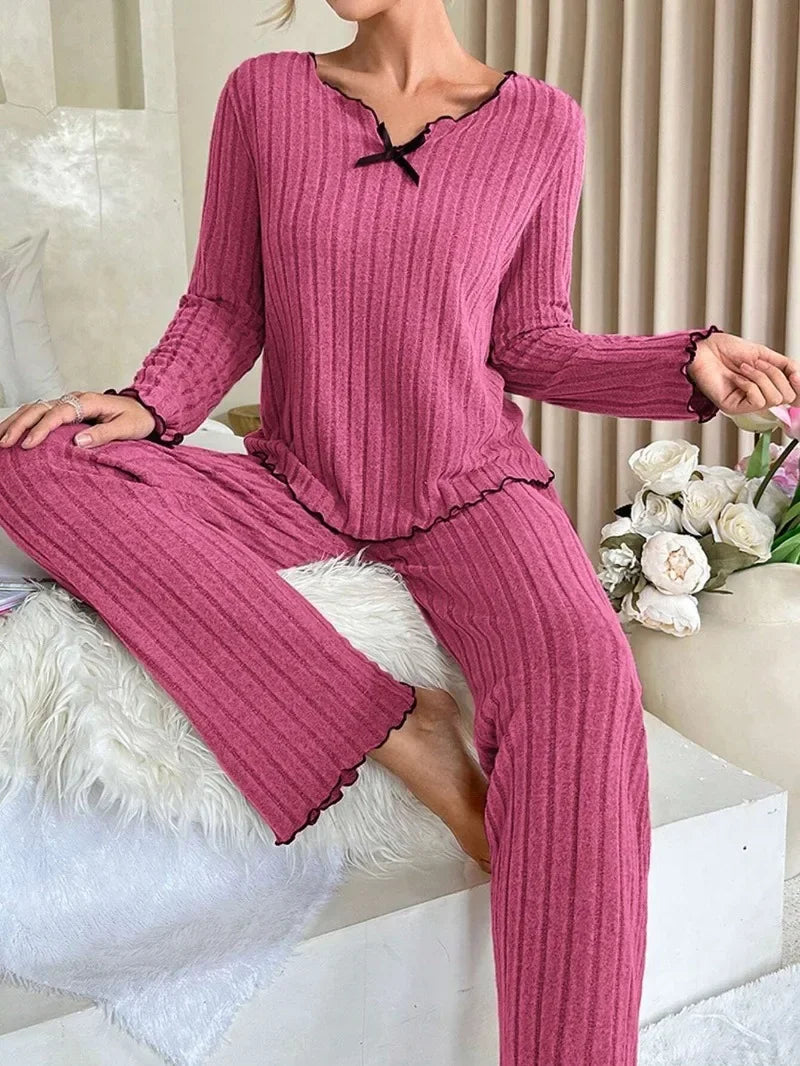 Pijama acanalado de tejido cálido