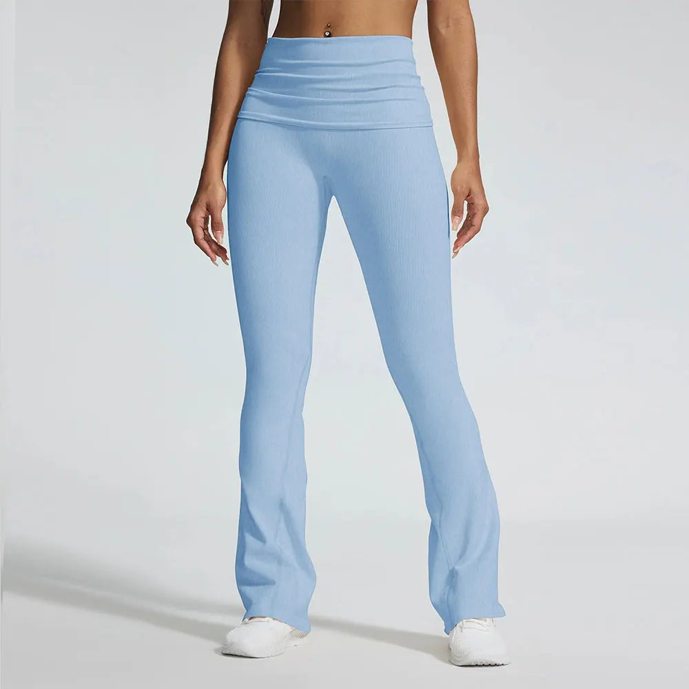 Pantalones de campana con cintura arrugada