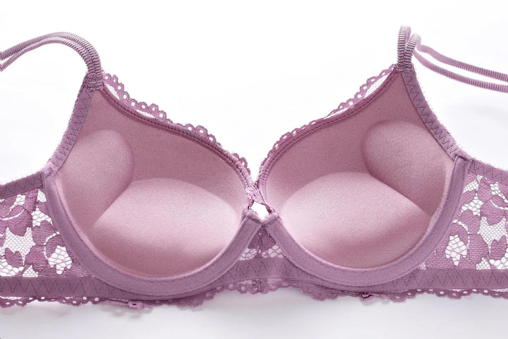 Sujetador con franja de encaje y detalle metálico con lacito