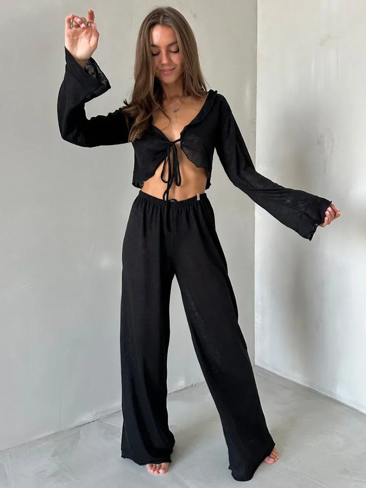 Conjunto de casa con lazado y top corto