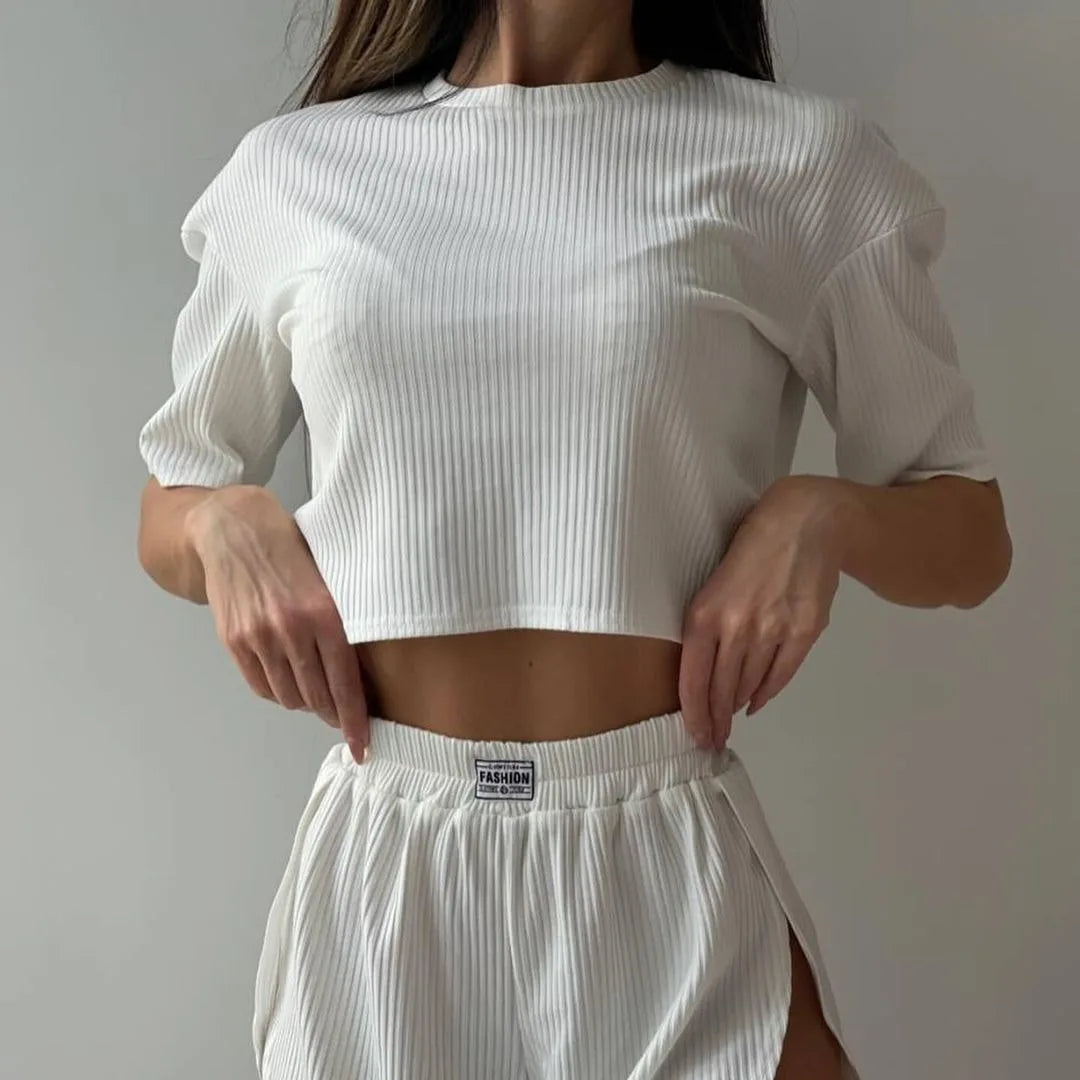 Pijama de punto acanalado