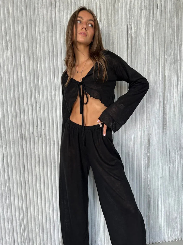 Conjunto de casa con lazado y top corto