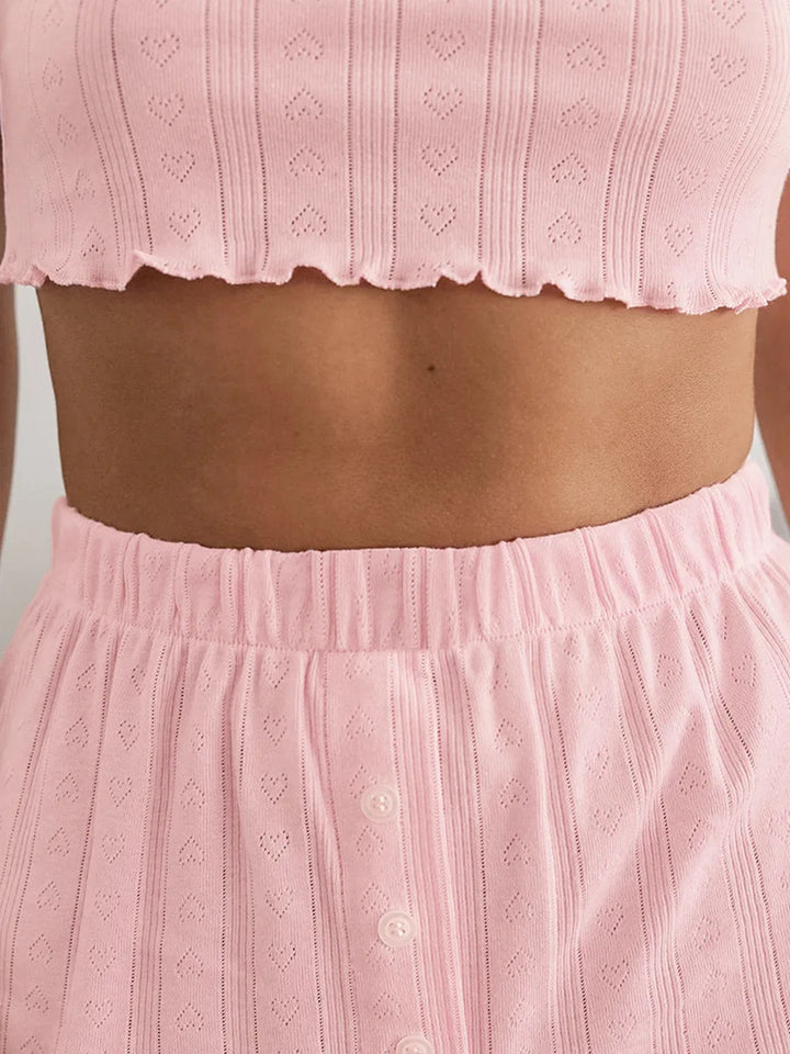 Conjunto de 3 piezas con pantalones cortos y cárdigan