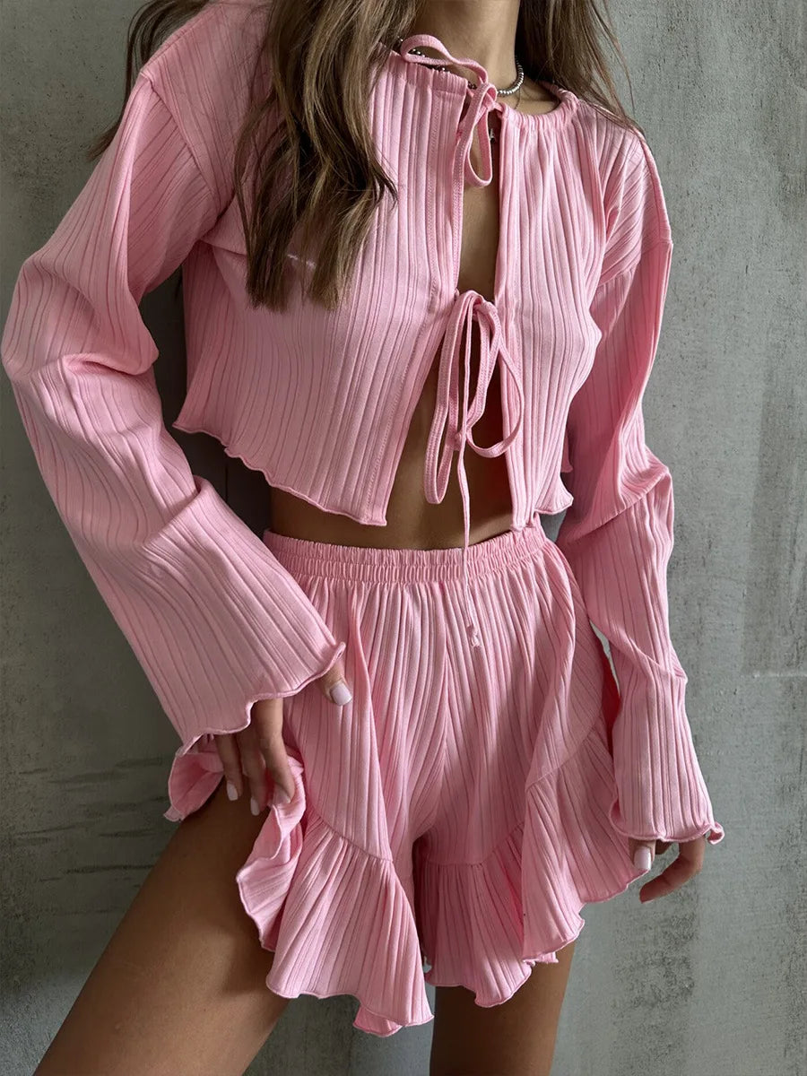 Conjunto de muselina con top lazado